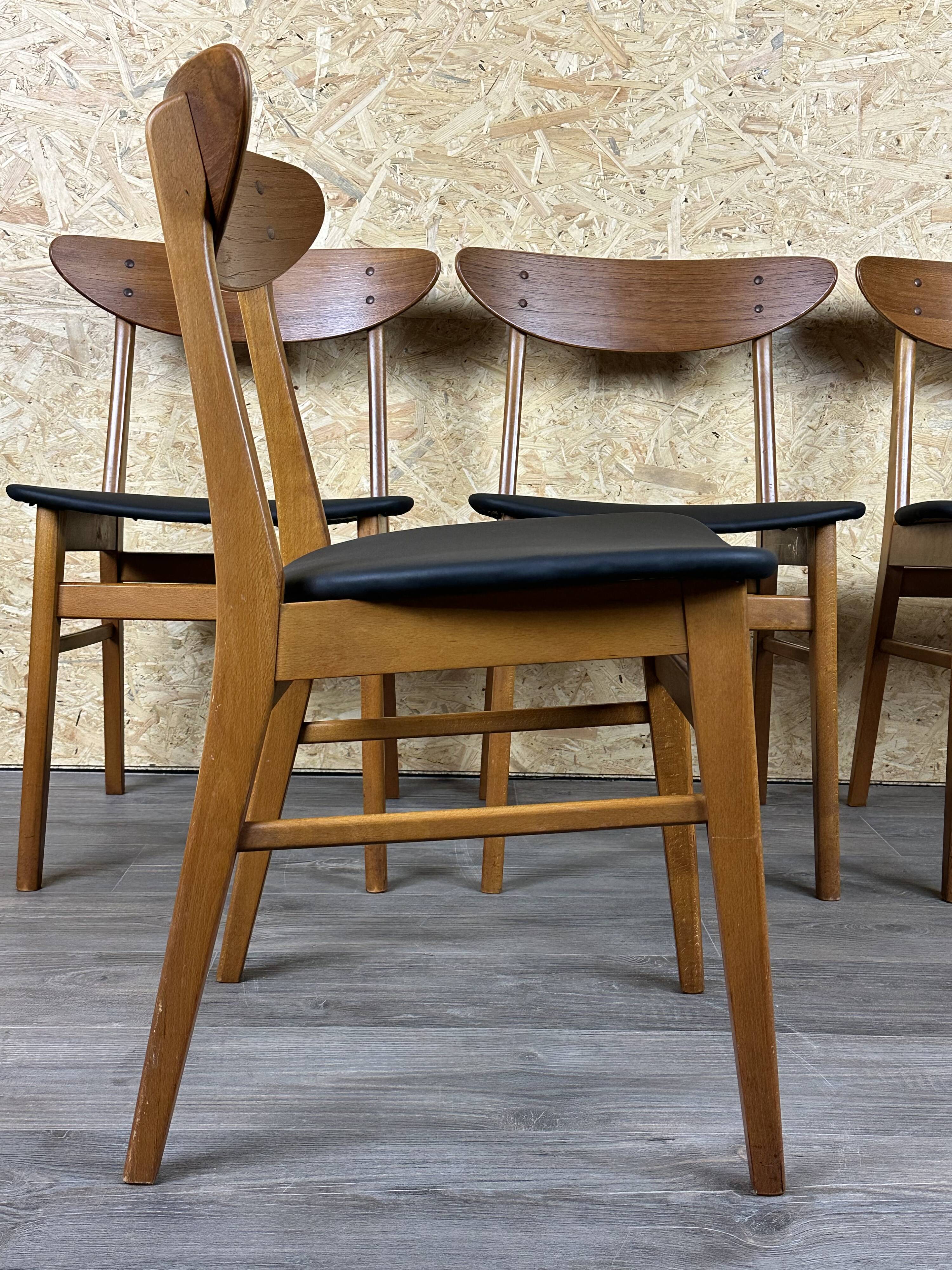 4x 60s 70s Teak Dining Room Chairs Danish Modern Design