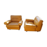 Pair of vintage leather armchairs 1970