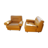 Pair of vintage leather armchairs 1970