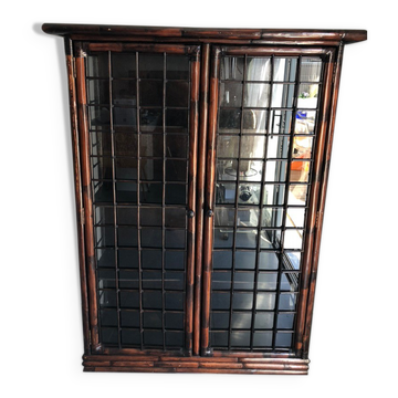 Bamboo and glass display cabinet