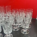 Lot of 35 crystal d'arques glasses, ecusson model, circa 1970