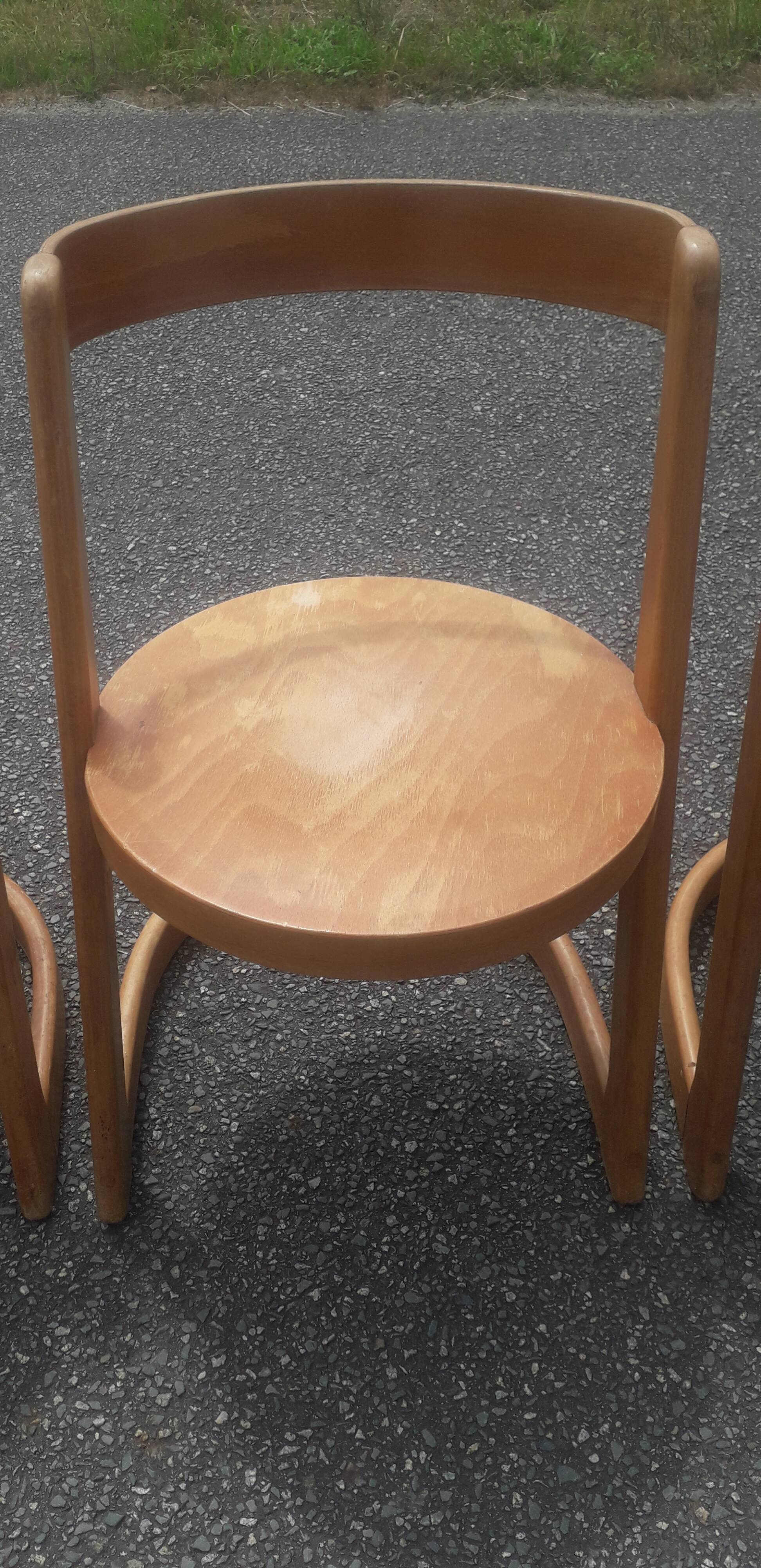 Suite de 6 chaises vintage Baumann modèle Halfa