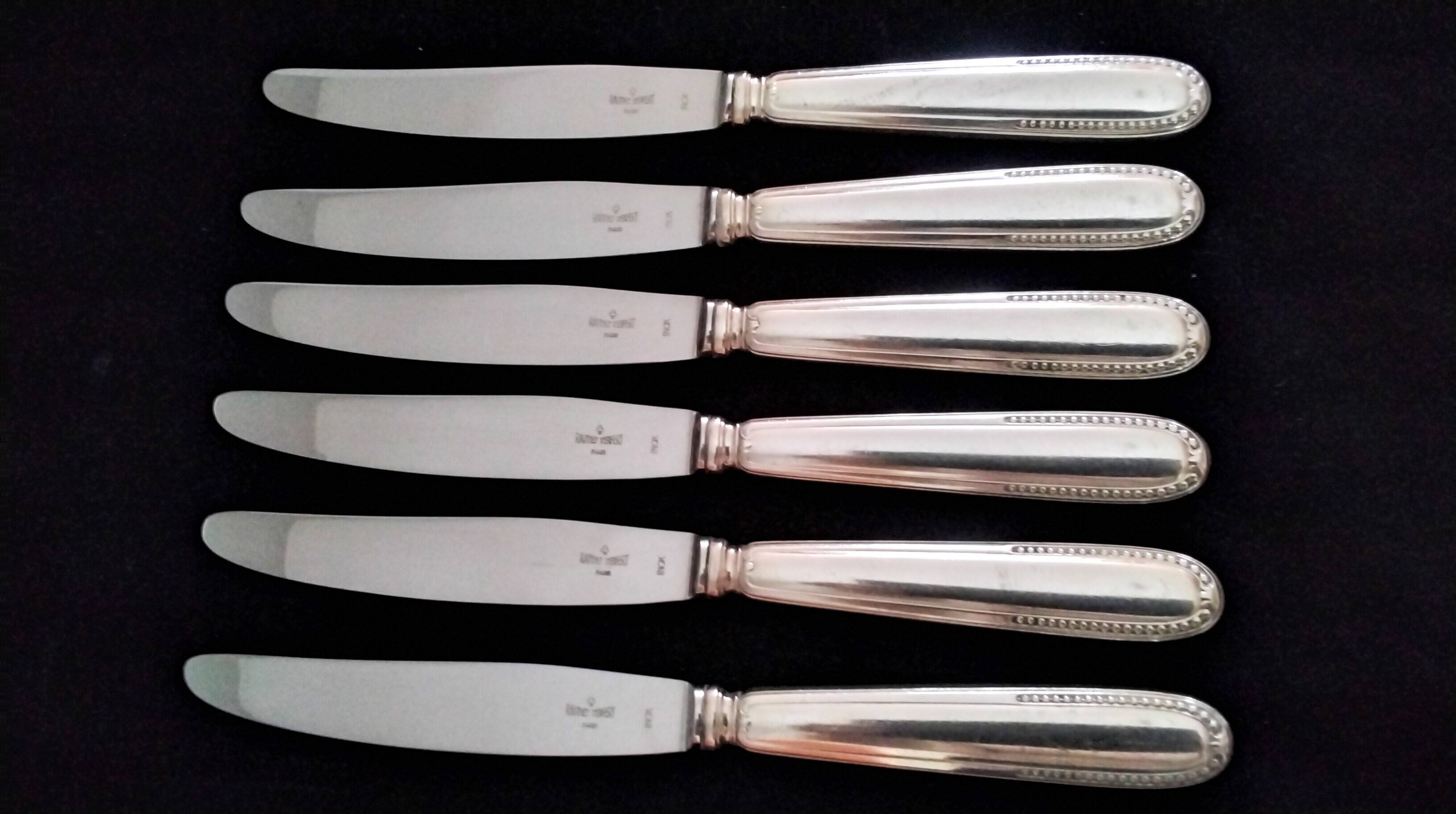6 Silver Metal Cheese Knives Ravinet d'Enfert Pearl Model