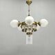 Czech Art Deco Brass and Glass Chandelier, 1950s