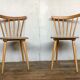 Pair of vintage white leatherette bistro chairs from the 1960s