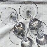 Champagne glasses 1 set of 4 crystal with flat ribs on curve
