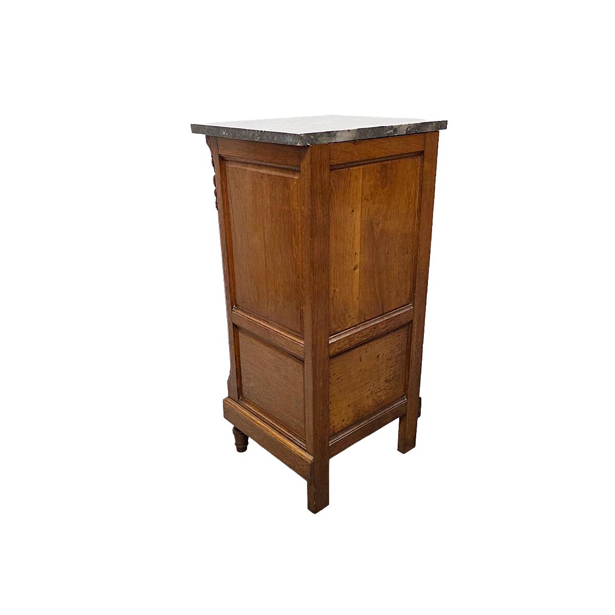 Table de chevet française en chêne, fin des années 1800