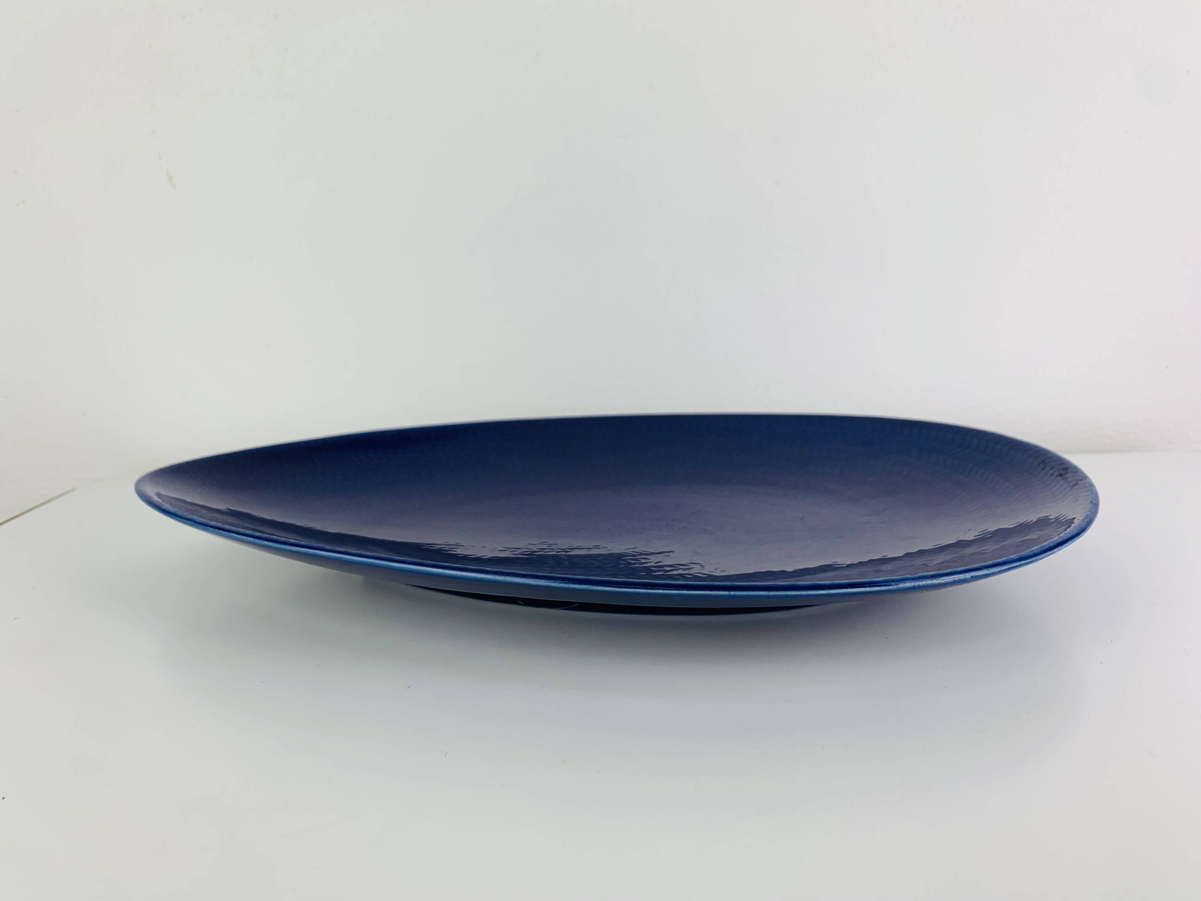 Dish and bowl Blå eld by Hertha Bengtson for Rörstrand Sweden, ceramic.