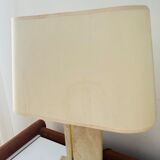 Paire de lampes en laiton et travertin Camille Breesch