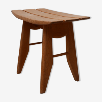 Guillerme et Chambron oak french mid-century stool
