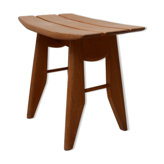 Guillerme et Chambron oak french mid-century stool