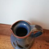 Carafe en grès émaillé bleu vintage signée