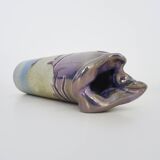 Joseph Bougère Iridescent purple pink ceramic vase signed JB 1989