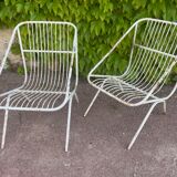 Pair of wrought iron armchairs year 60