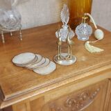 Mother-of-pearl and brass coasters