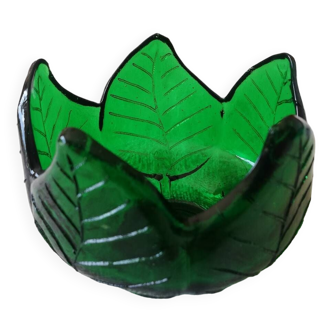 Photophore vert feuilles pour bougie chauffe-plat
