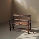 Solid wood cantou bench, Popular Art, 19th century