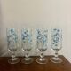 Vintage set of 4 champagne flutes Véronica myosotis
