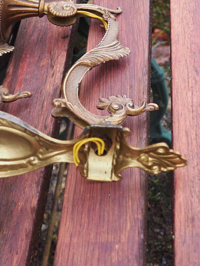 Vintage Rams Head French Bronze Wall Sconces Wall Lights C1930s Pair