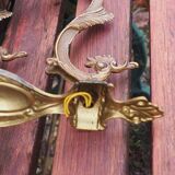 Vintage Rams Head French Bronze Wall Sconces Wall Lights C1930s Pair