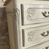 Louis XV style chest of drawers in patinated cherry wood and raw wood top