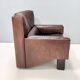 Comfortable Postmodern Brown Leather Armchair, Italy