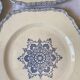 Set of 10 antique 6-sided flat plates – late 19th century earthenware, oriental light blue decor