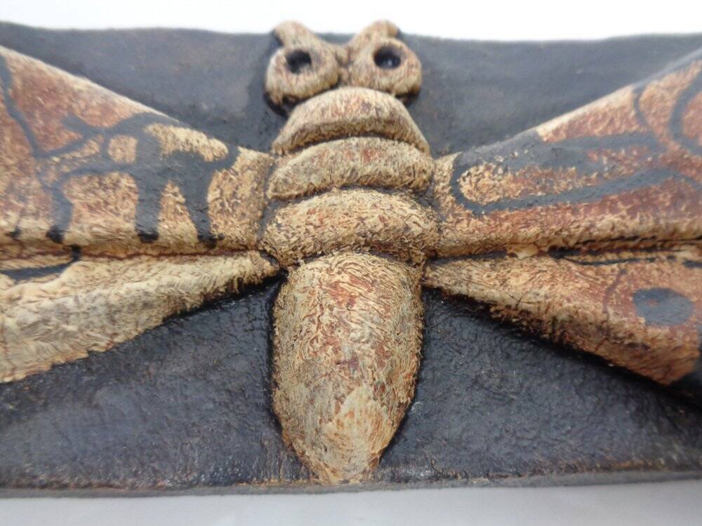 Studio ceramic butterfly wall plaque by Gerhard Liebenthron, Germany, 1982.