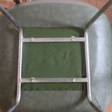 Lot of three armchair in green skai with chrome feet