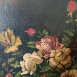 Large oil painting on canvas - Vase with flowers - Still life - Ita