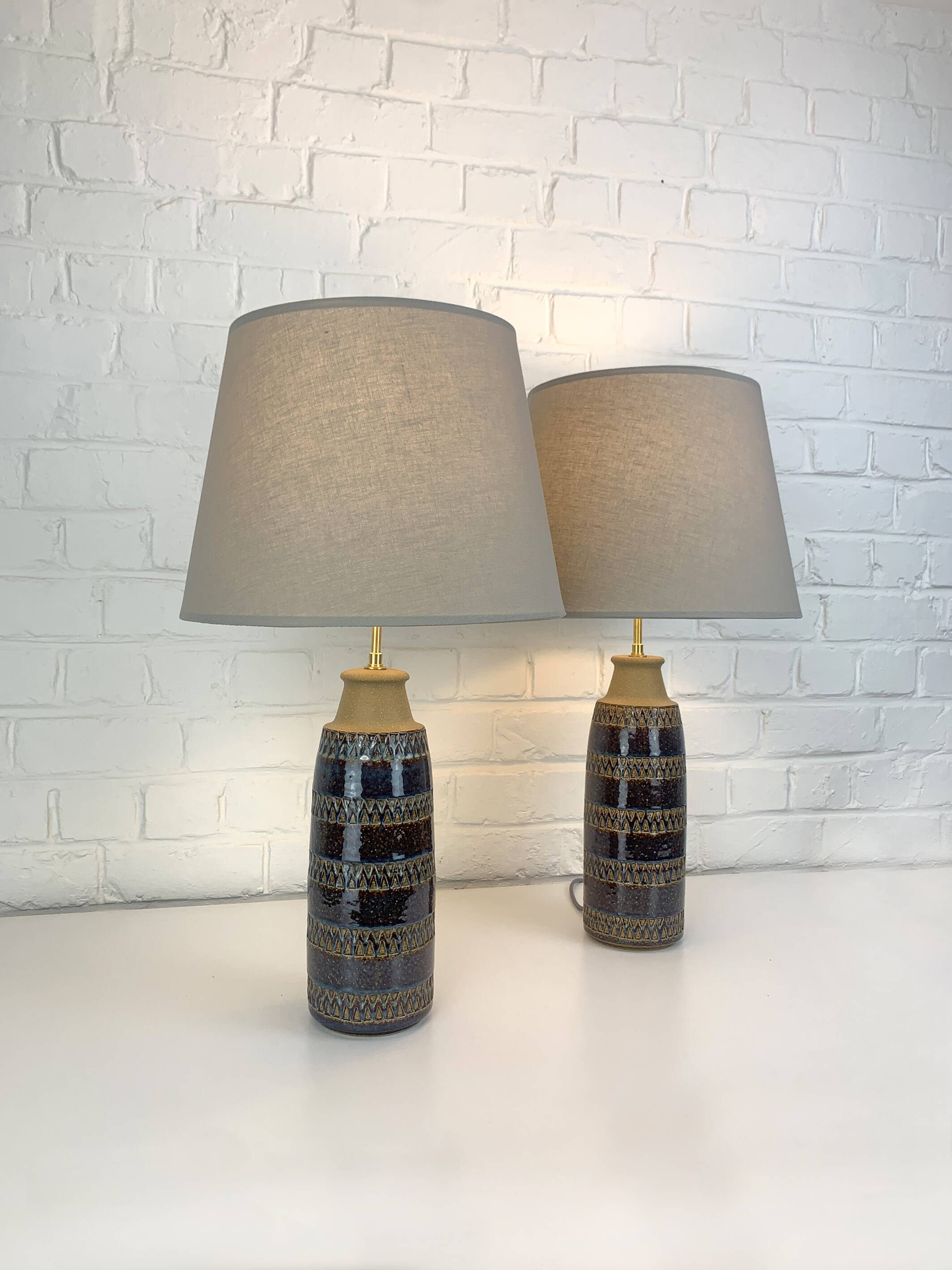 Pair of Erling Mortensen ceramic table lamps, Soholm, Denmark, 1960s