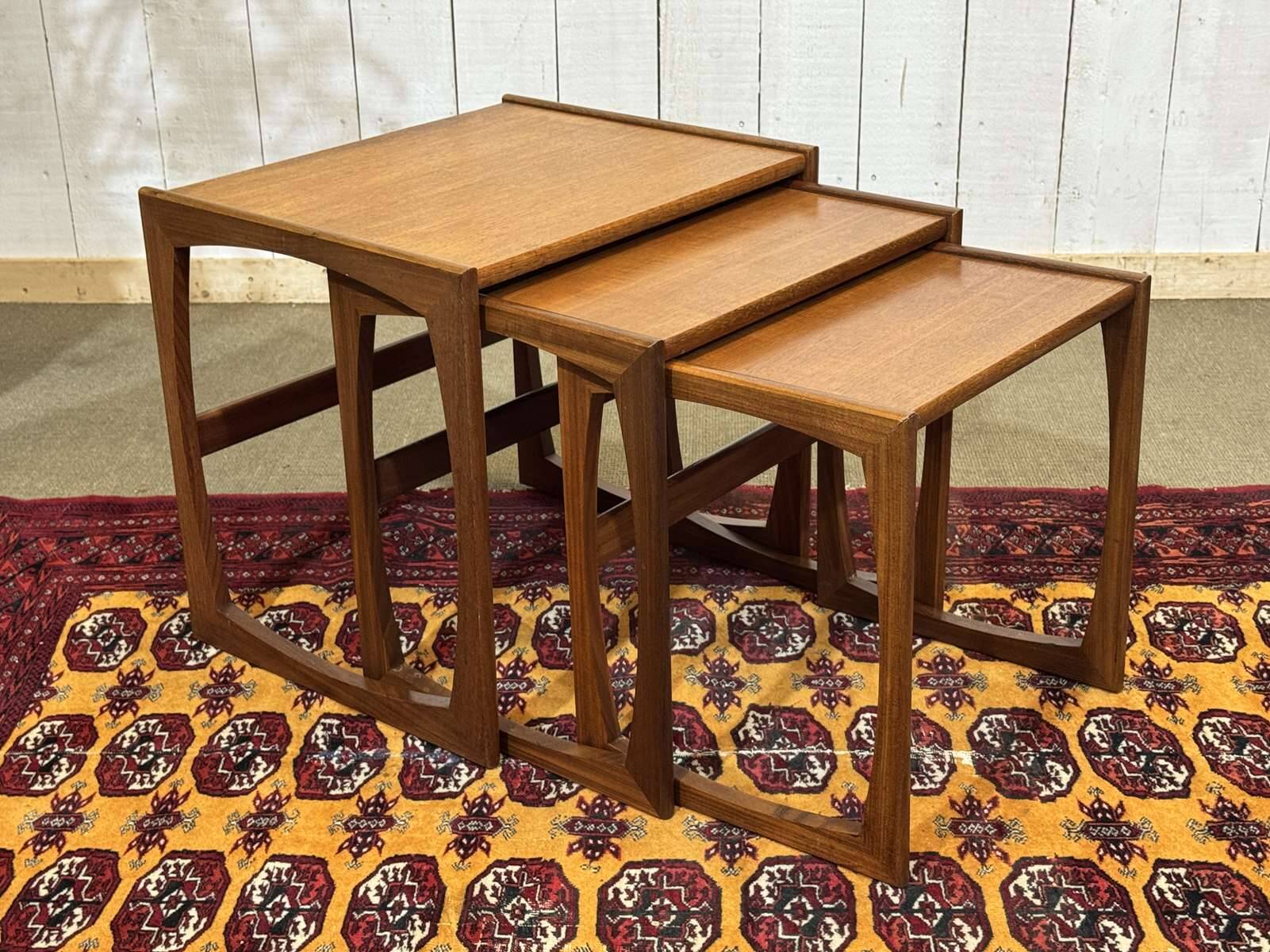 Set of 3 English nesting tables by the brand Gplan from the 1970s in