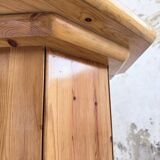 Hexagonal console table guéridon Regain pine 1970