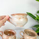8 tasses en grès émaillé vintage