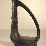 Zoomorphic pitcher vase in black ceramic