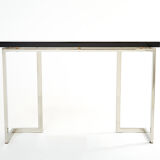 Black lacquered console and chrome Guy Lefevre for Maison Jansen 1970