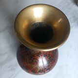 Cloisonné brass vase decorated with lotus flowers