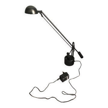 Lampe architecte métal noire vintage à bascule double contrepoids