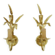 Pair of vintage golden wheat ear wall sconces Maison Masca Florence