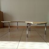 Vintage tripod coffee table in chrome and formica from the 1980s.