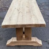 Restored 19th-century monastery dining table in solid oak, 220cm