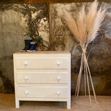 Chest of drawers raw wood & chalk white