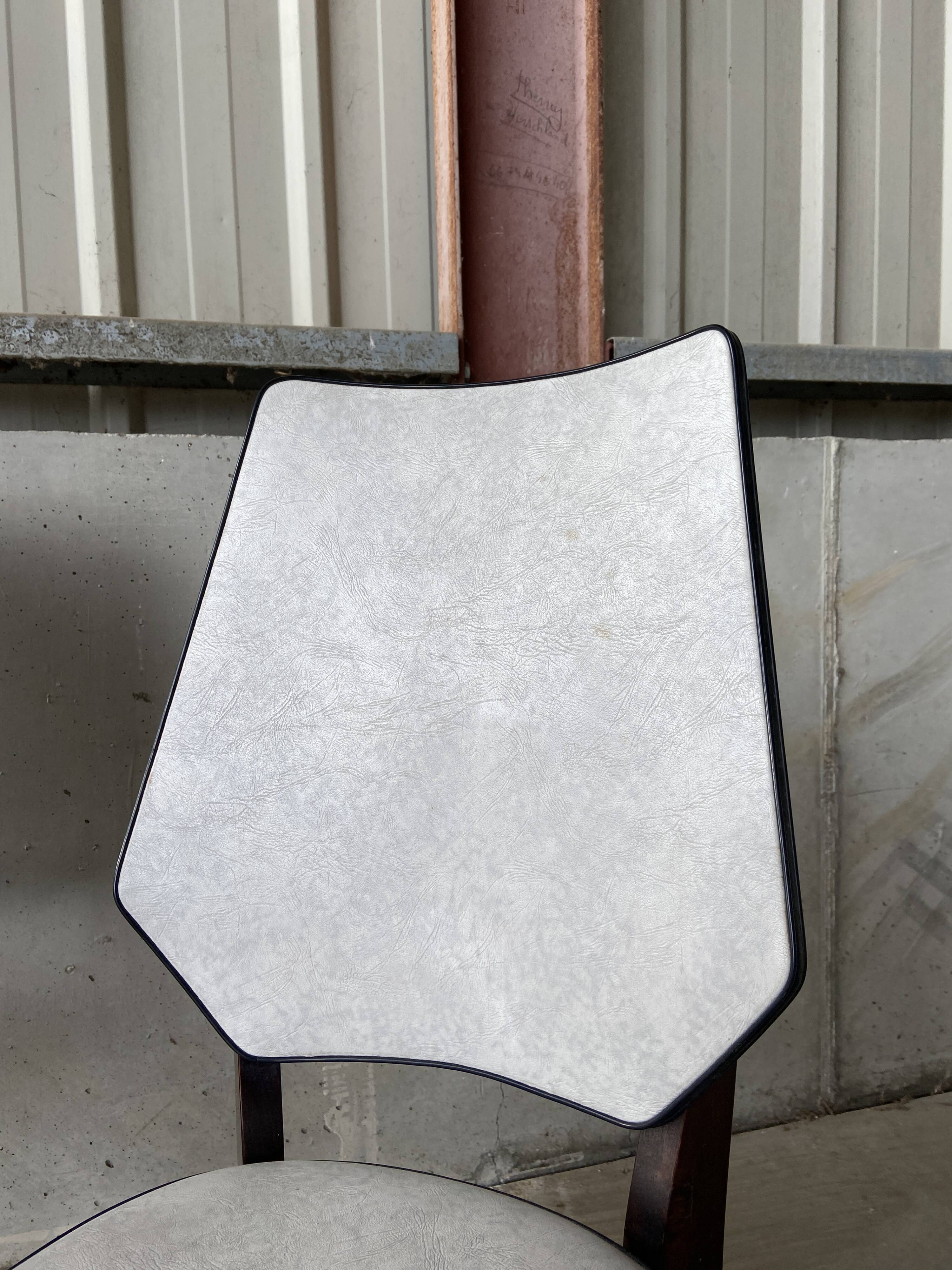 Set of 4 elegant French chairs Scandinavian style vintage 1960 imitation leather