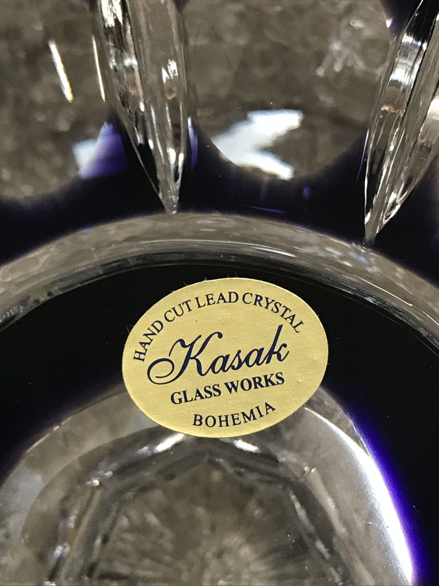 Hand-engraved black and white bohemian crystal fruit cup
