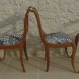 Set of 4 chic wooden chairs with firm fabric seats in Louis Philippe style – Completely revamped