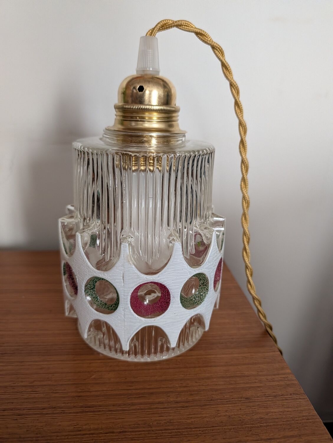 Textured glass pendant in the style of Doria Leuchten (1960)