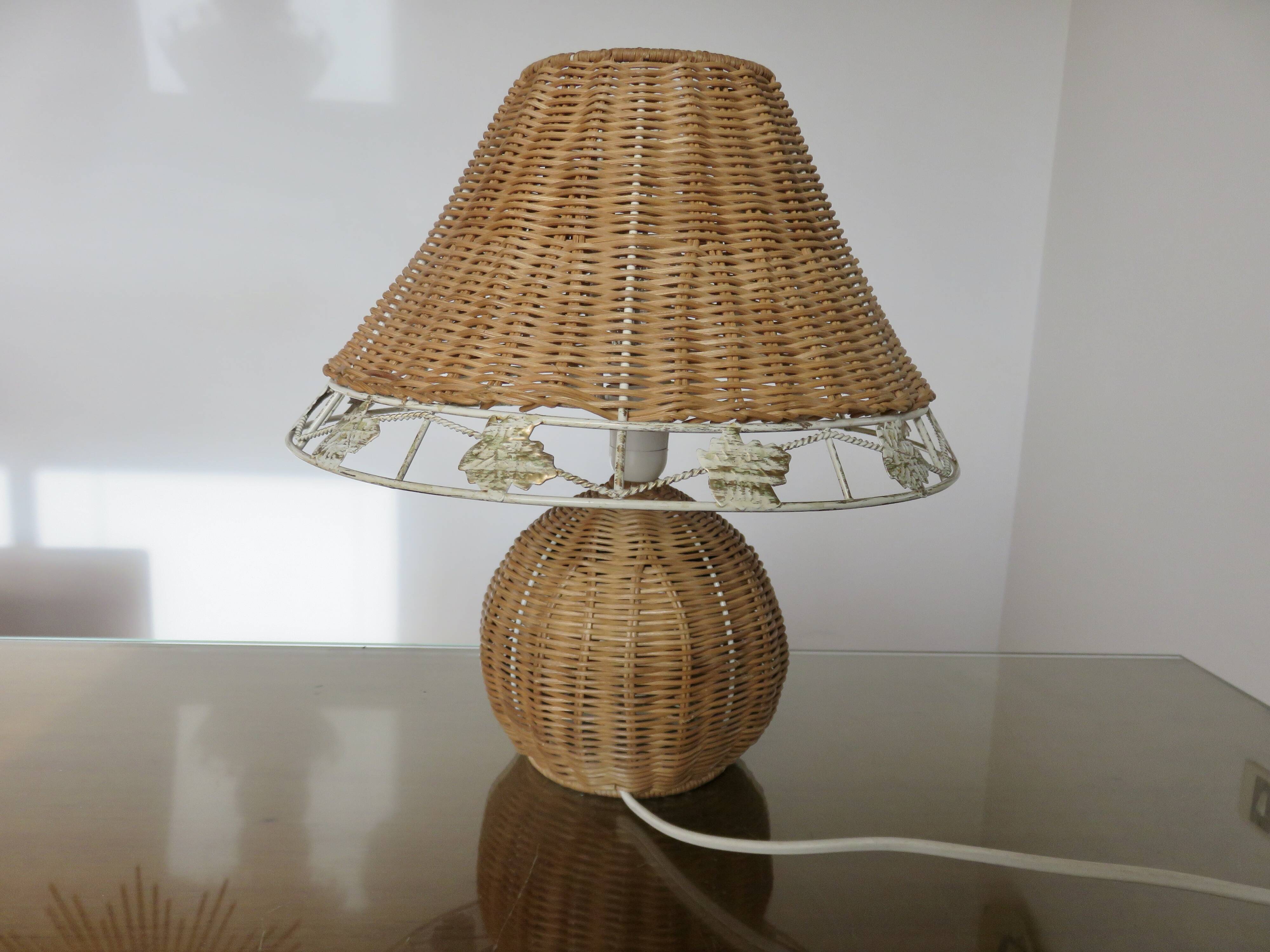 Pair of rattan lamps, 1980s