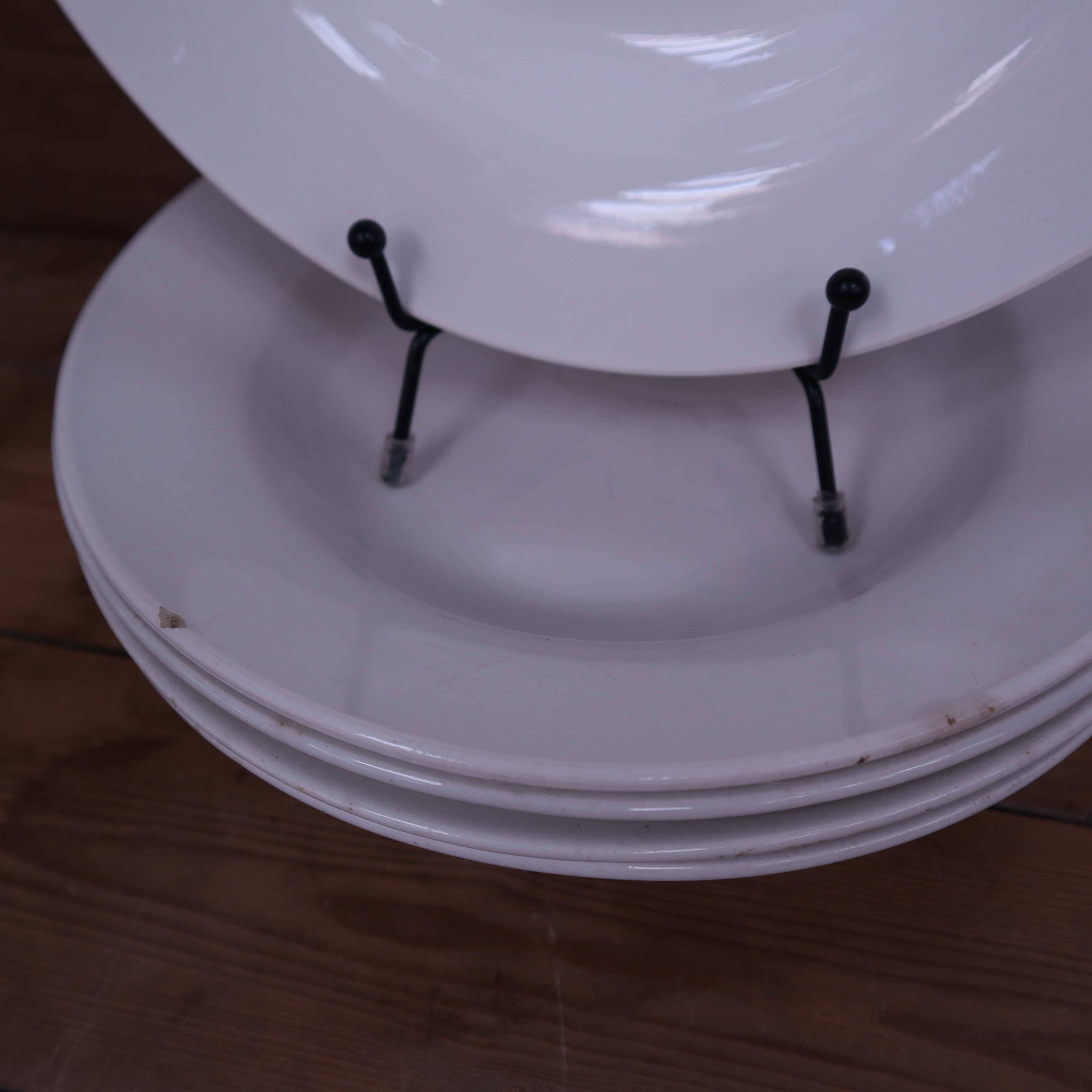 6 White Soup Plates, Digoin and St Amand Porcelain