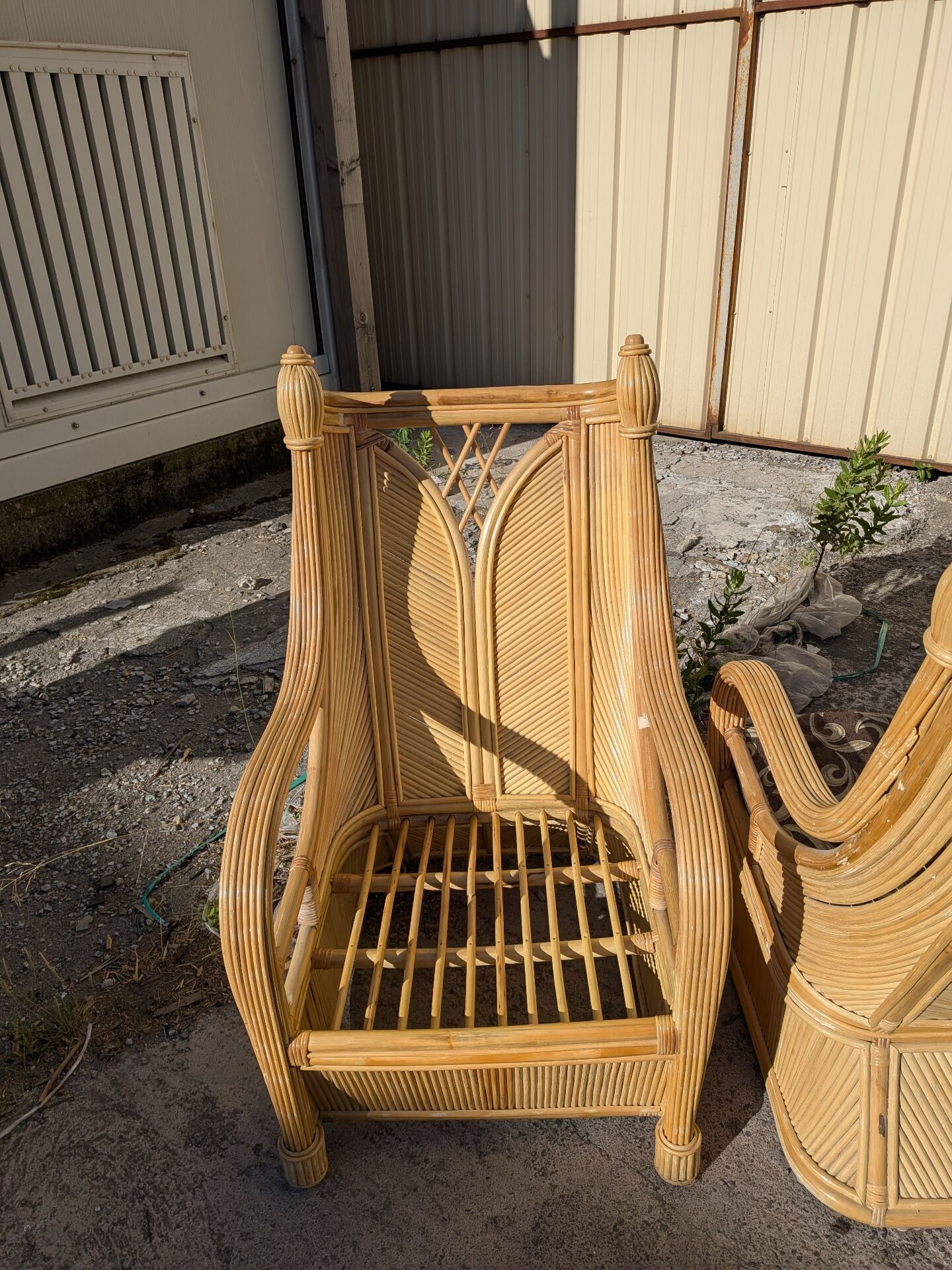 Pair of rattan armchairs