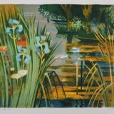 Paul Collomb: The blue irises, original signed lithograph.